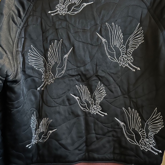Sandro Paris Embroidered Crane Bomber Jacket - Picture 9 of 16